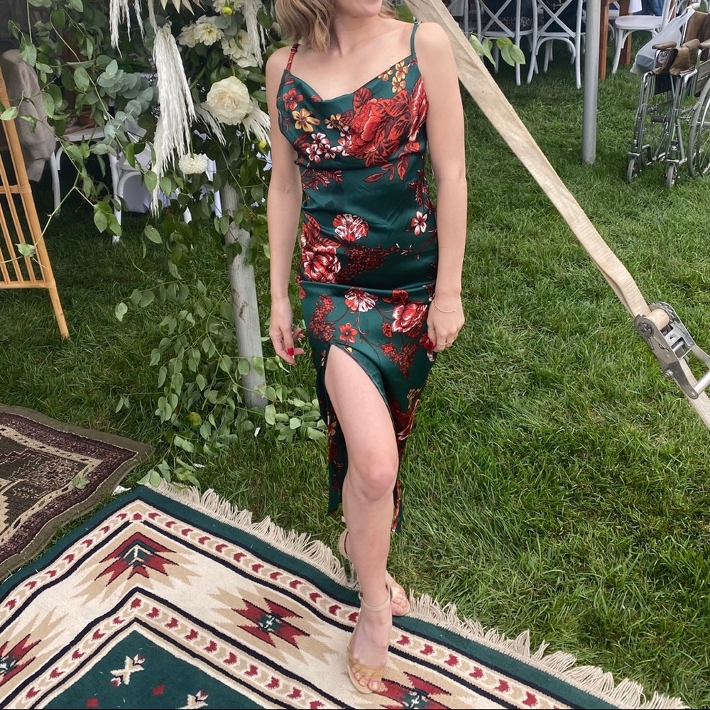 PrettyLittleThing Satin Floral Dress